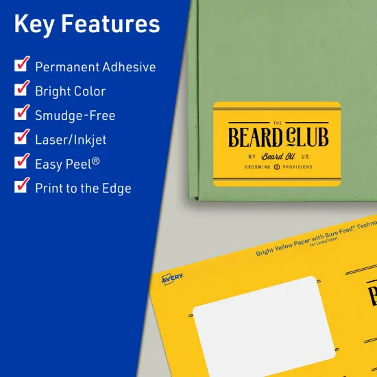 Avery Bright Yellow Paper Labels, 1.5" x 3.75" Rectangle {2}