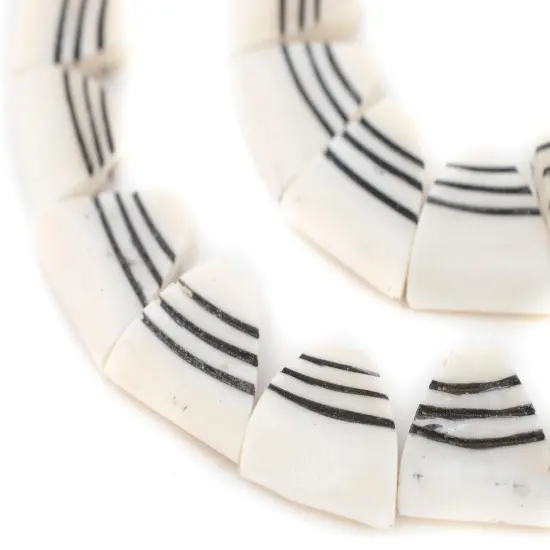 The Bead Chest White Carved Triangular Batik Bone Beads Small 5mm Kenya African Black and White Triangle Large Hole 29 Inch Strand Handmade {1}