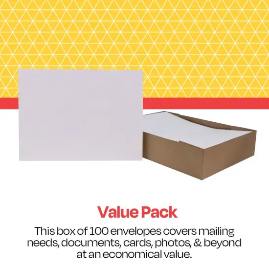 School Smart No Clasp Envelopes with Gummed Flap, 9 x 12 Inches, White, Pack of 100 {2}