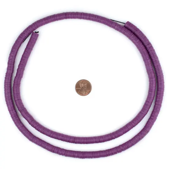 The Bead Chest Plum Purple Vinyl Phono Record Beads 8mm Ghana African Disk 34 Inch Strand Handmade {2}