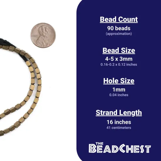 The Bead Chest Antiqued Brass Cube Beads 3mm 16 Inch Strand {3}