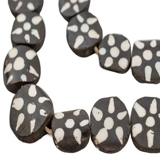 The Bead Chest Batik Bone Beads - Full Strand of Fair Trade African Beads (Circular, Sun Design) {1}