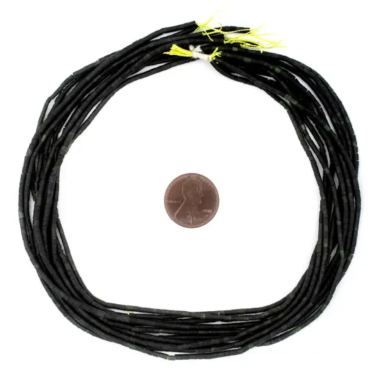 The Bead Chest Dark Green Jade Cylinder Beads 2mm Afghanistan Gemstone 13 Inch Strand {2}