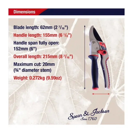 Spear & Jackson Razorsharp Ratchet Anvil Pruners with Twist Handle, Ergonomic High-Carbon Steel Blades for Effortless Pruning {7}