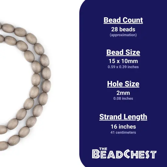 The Bead Chest Brown Oval Natural Wood Beads (15x10mm): Organic Eco-Friendly Wooden Bead Strand for DIY Jewelry, Crafts, Necklace and Bracelet Making {4}