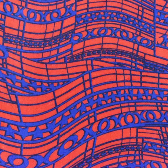 Orange-Blue Modern Abstract Printed Rayon Challis Woven Fabric By the Yard {2}