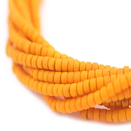 The Bead Chest 2mm Glass Seed Beads - Full Strand of Afghani Tribal Beads (Tangerine) - Bunch of 10 Strands {1}