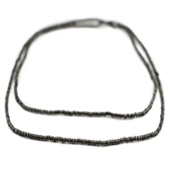 The Bead Chest Midnight Black Flat Disk Heishi Beads (2mm), 24" Strand, Handmade for Jewelry Making & Crafts | Approximately 1440 Beads {3}