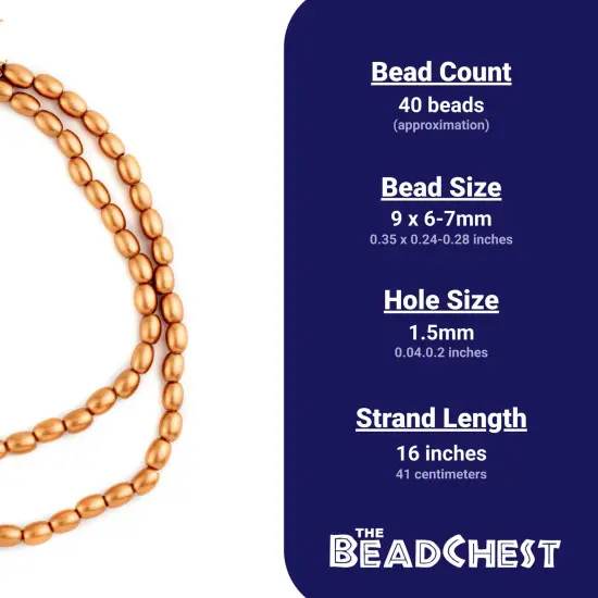 The Bead Chest Copper Oval Natural Wood Beads (9x6mm): Organic Eco-Friendly Wooden Bead Strand for DIY Jewelry, Crafts, Necklace and Bracelet Making {4}