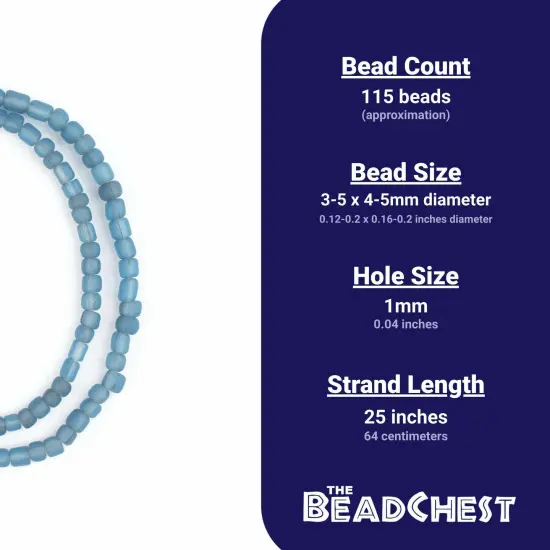 The Bead Chest Indonesian Glass Beads, Small Java Bali 4mm Spacers Jewelry Making Supplies for Necklaces, Bracelets, DIY Crafts (Light Blue) {5}