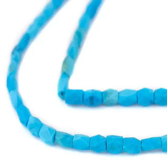 The Bead Chest Baby Blue Faceted Afghan Turquoise Beads 6x4mm Afghanistan Gemstone 16 Inch Strand {1}