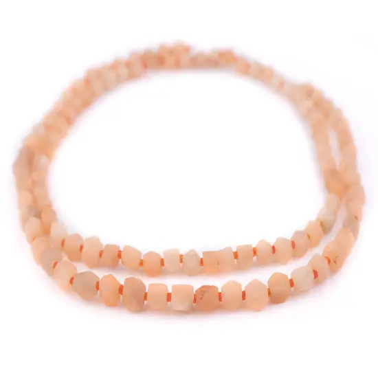 The Bead Chest Matte Natural Cornerless Cube Calcite Beads 7mm Afghanistan Orange Faceted Gemstone Large Hole 16 Inch Strand {3}