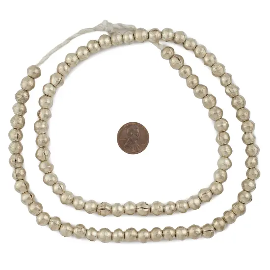 The Bead Chest 8mm Round Silver Beads - Full Strand of African Metal Spacer Beads {2}
