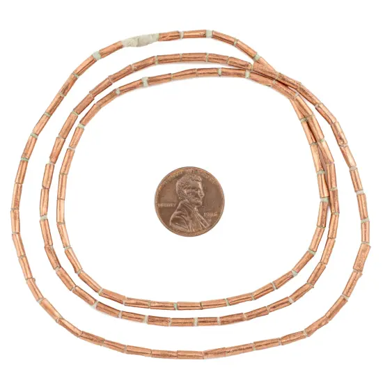 The Bead Chest Copper Tube Ethiopian Beads (8x2mm): Full Strand of African Metal Spacers for DIY Jewelry Making {2}