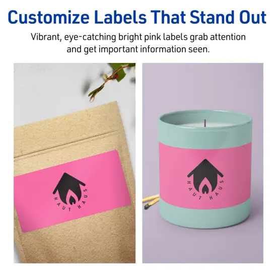 Avery Bright Pink Paper Labels, 4" x 5" Rectangle {3}