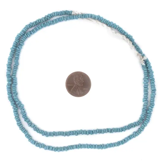 The Bead Chest Turquoise Blue 4mm Glass Heishi Beads - 24" Strand of Indonesian Java Spacer Beads for Crafts & Jewelry Making {2}