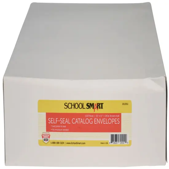 School Smart Grip Seal Envelopes, 10 x 13 Inches, Kraft, Pack of 100 {2}