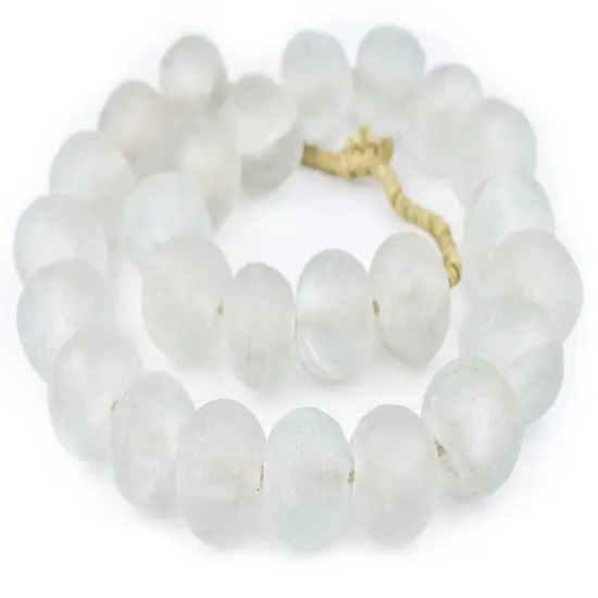 Super Jumbo Recycled Glass Beads - Beaded Wall Hangings - Extra Large African Sea Glass Beads 32-35mm - The Bead Chest (Clear) {3}