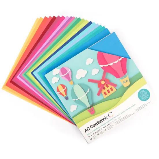 American Crafts Variety Cardstock Pack 12"X12" 60/Pkg-Brights {3}