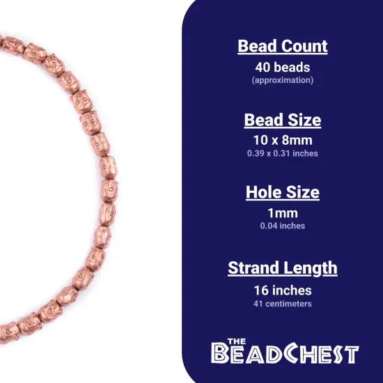 The Bead Chest Copper Buddha Beads, Full Strand of Quality Metal Spacers for DIY Jewelry Design {4}