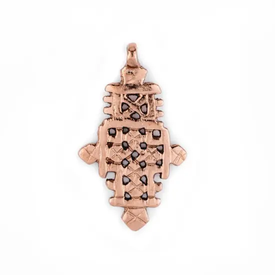 Copper Coptic Cross Pendant (60x34mm): Authentic Ethiopian East African Design for Jewelry & Necklace Making {1}