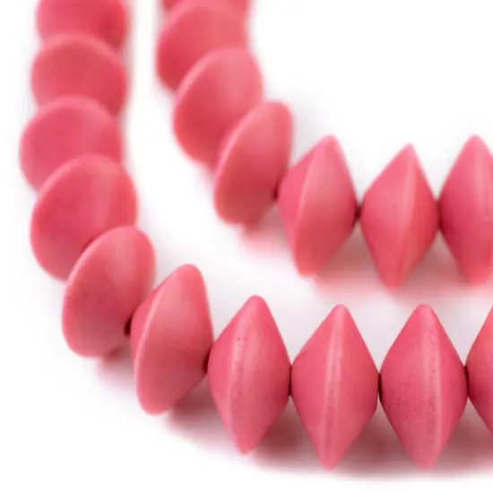 The Bead Chest Neon Pink Bicone Natural Wood Beads (10x15mm): Organic Eco-Friendly Wooden Bead Strand for DIY Jewelry, Crafts, Necklace and Bracelet Making {1}
