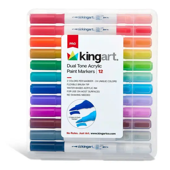 KINGART&reg; PRO Dual Tone Acrylic Paint Markers, 12 Pens, 24 Colors {1}