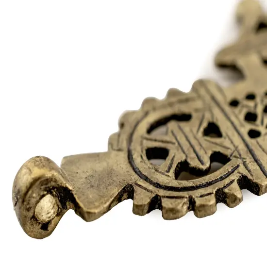 The Bead Chest Ethiopian Coptic Cross Pendant Large 95mm African Brass Brass Large Hole Handmade {4}