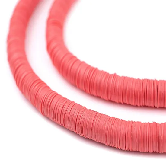 The Bead Chest African Vinyl Beads, Ghana Vulcanite Crafts Supplies for DIY Jewelry Making, Necklaces, Bracelets (8mm, Watermelon Pink) {3}