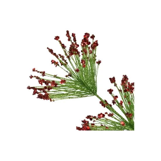 30" Sequin Tip Glitter Pine Spray: Red/Green {2}