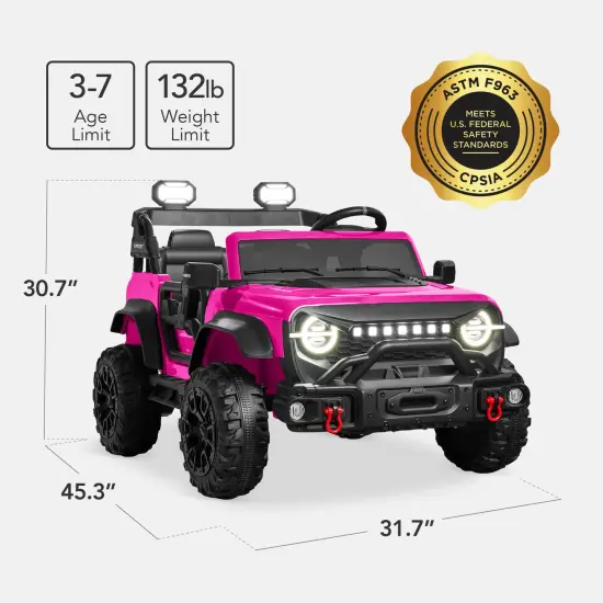 Best Choice Products Kids 24V 2-Seater Electric Ride-On Car Truck w/ Parent Control, Bluetooth, LED Lights Hot Pink {2}