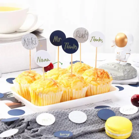 Navy-Blue White-Silver Party-Decorations Confetti {3}