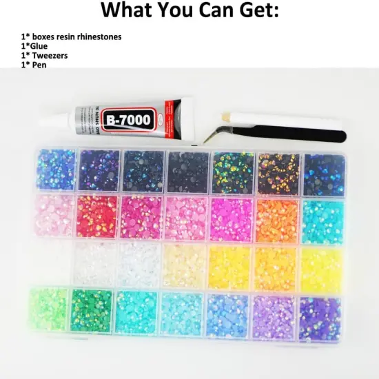 22000PCS 3/4/5mm Resin Rhinestones wit Glue - 28 Multicolor {3}
