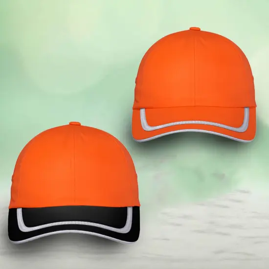 "Port Authority&reg; Enhanced Visibility Cap, Reflective Taping and CoolMax Sweatband for High-Visibility	" Safety Orange/ Black {2}