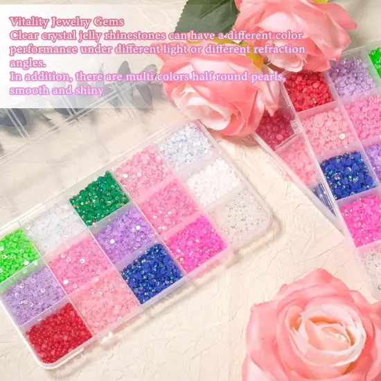 3 mm Flatback Pearls and Rhinestones - Multicolor {5}