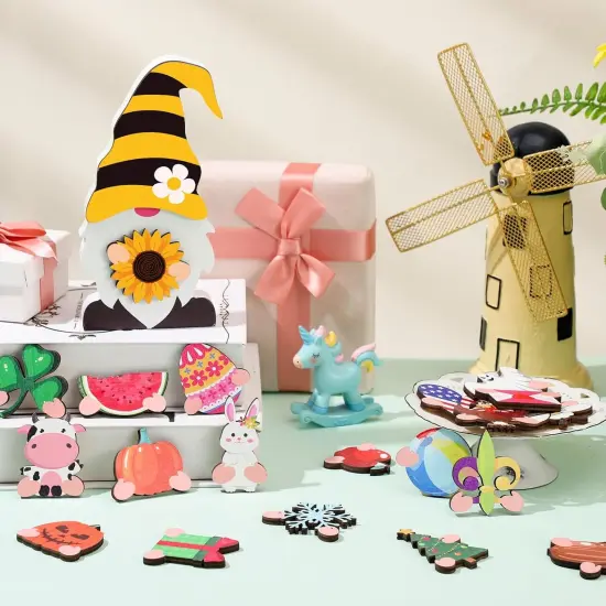 37 Pcs Summer Interchangeable Wooden Gnome Decor {3}