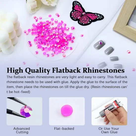 3000PCS 3mm Resin Flatback Rhinestone - Hot Pink {2}