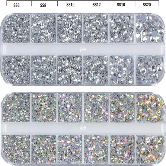 9500+ Flatback Round Rhinestones - 12-Colors and Clear Crystal {2}