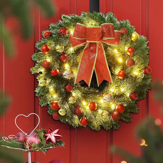 16 Inch Pre-lit Christmas Wreath {2}