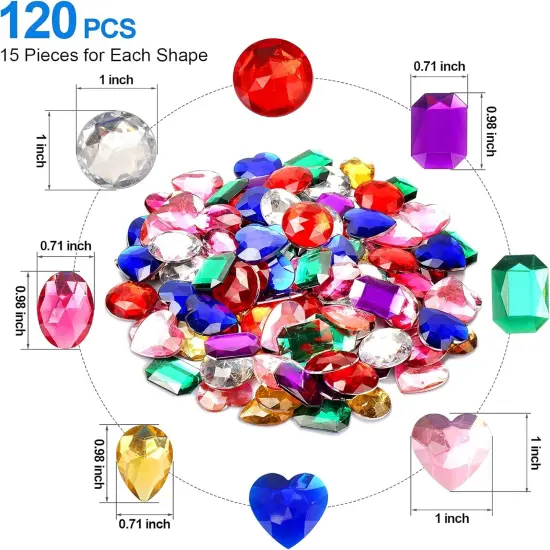 1" Assorted Flat Back Heart Shaped Rhinestones - Multicolored (120PCS) {2}