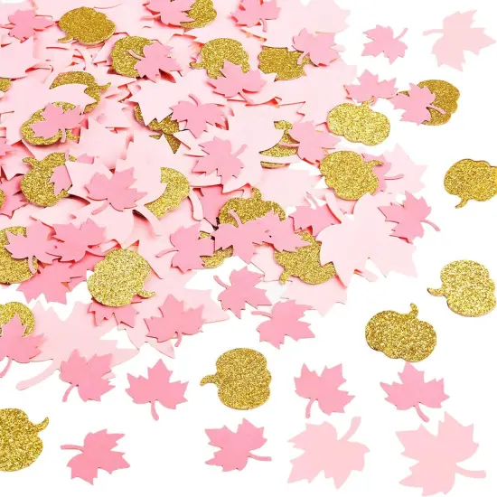200 Pieces Thanksgiving Pink and Gold Pumpkin Confetti Christmas Baby Shower {1}