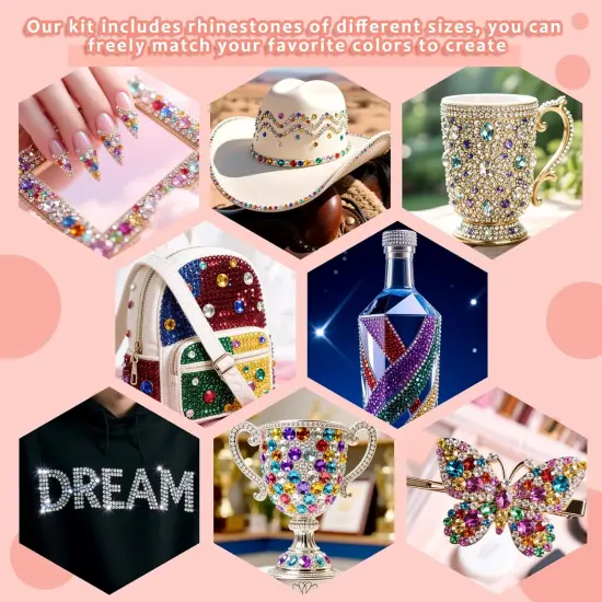 28000 Pcs 3mm Flatback Resin Rhinestones with Tweezers - Rainbow Colors {4}