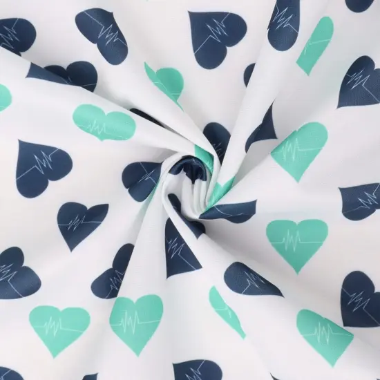 Mook Fabrics Tossed Heartbeat Printed PUL Fabric [60 in. Wide] Green - By The Yard {2}