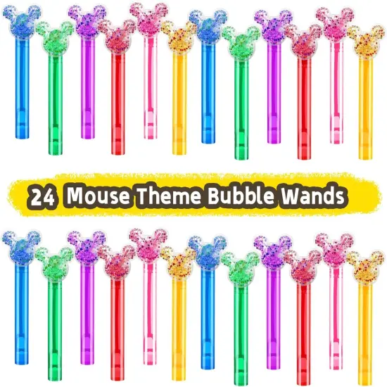 24PCS Glitter Mouse Ear Bubble Wands for Mouse Theme {2}