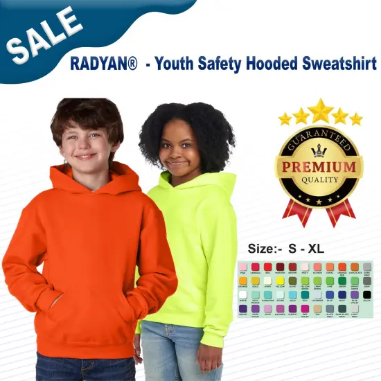 Youth Safety Hooded Sweatshirt | RADYAN&reg; Safety orange {2}