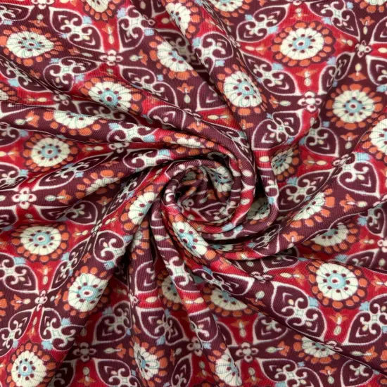 1 Yard Floral Tile Print Stretch Spandex Fabric for Swimwear and Leggings 58/60 Inches Wide {1}