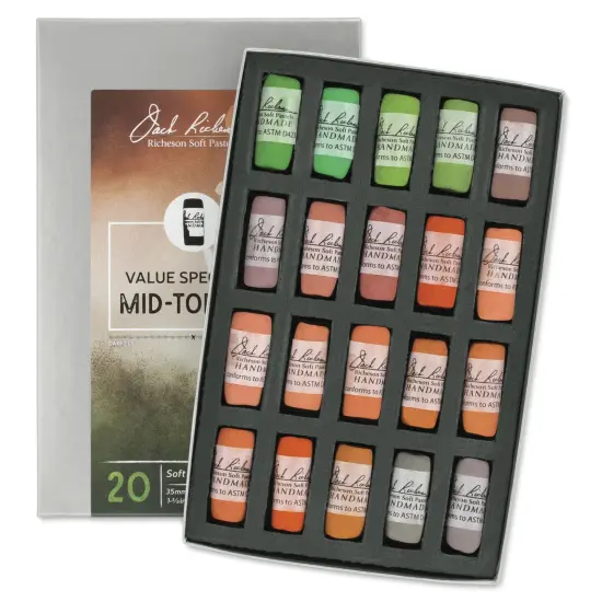 Richeson Soft Handrolled Pastels - Mid Tones 3, Set of 20 {1}