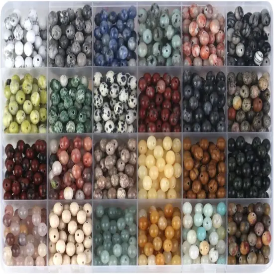 1200pcs 6mm Natural Round Stone Beads,Multiolor Crystal Energy Stone,Loose Gemstone Accessories Hole Size 1mm {1}