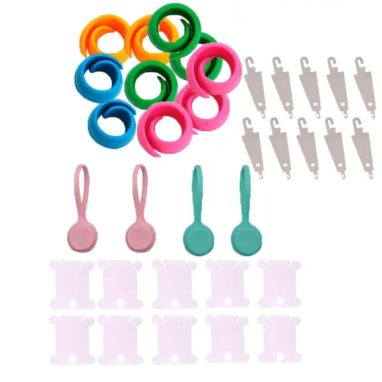 Dielianyi 14 Pcs Fabric Huggers Cross Stitch Silicone Thread Spool Holders Embroidery Sewing Cotton Reel Tidy Clips Embroidery Clips with Magnetic Fabric Clips {1}
