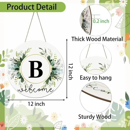 Monogram Letter B Wreaths for Front Door Wreath Wooden Welcome Sign {2}